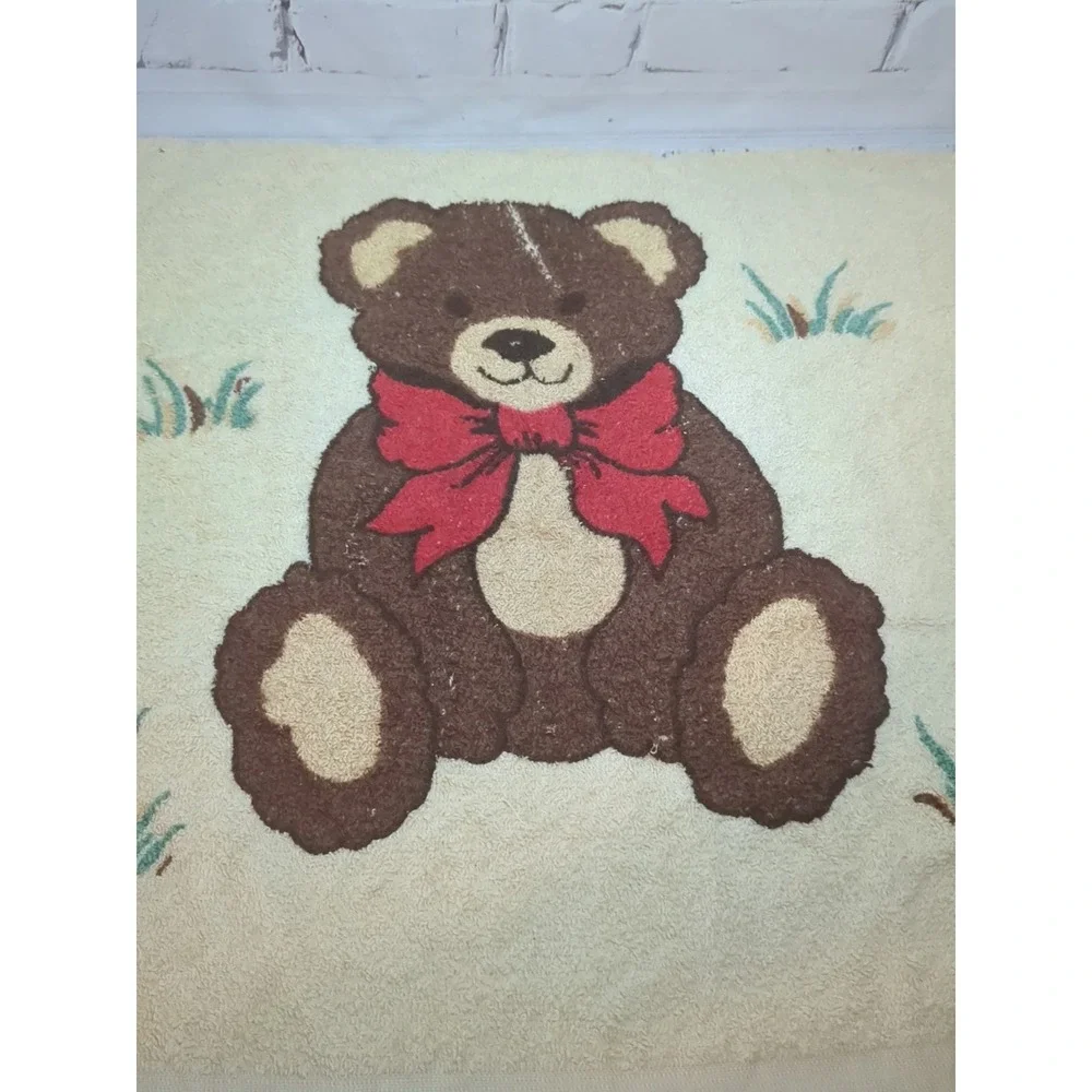 Vintage Cannon Teddy Bear Cotton Bath Towel‎ Made In USA 40